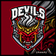 Samurai Red Oni - Mascot Esport Logo Template - GraphicRiver Item for Sale