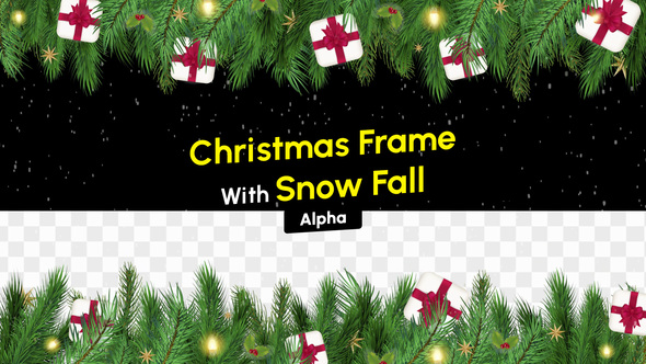 Christmas Frame With Snow Fall Alpha