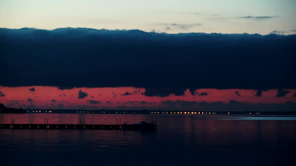 Clouds Over Sea At Evening. Timelapse