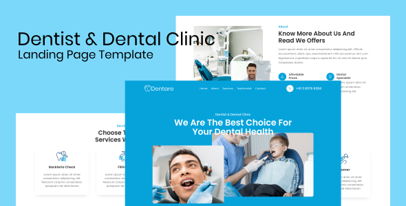 Dentare - Dentist & Dental Clinic Landing Page Template