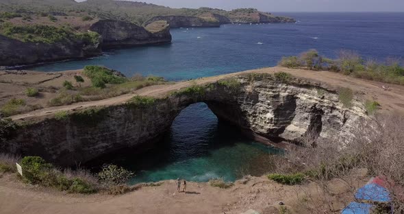 AERIAL: Broken Beach in Nusa Penida Indonesia