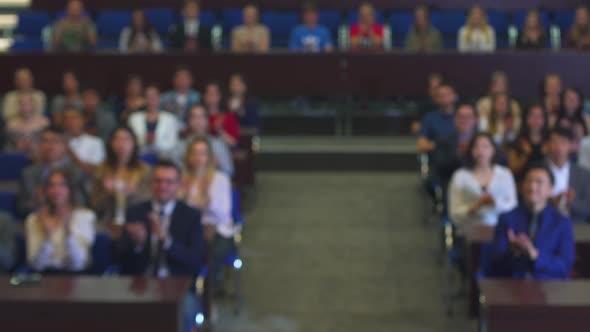 Public Speaking in Front of a Large Hall. Lecture From the Speaker.