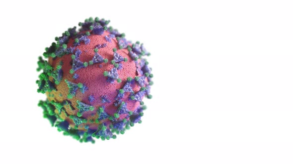 Rotation of a Virus Molecule on a White Isolated Background alt