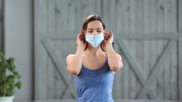 Girl in Respiratory Breathing Equipment or Medicine Mask