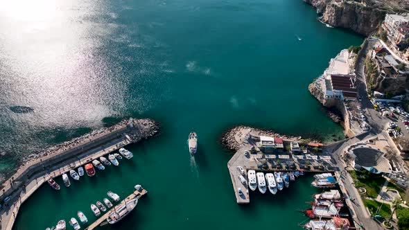 Old Seaport Aerial View Turkey Antalya 4 K