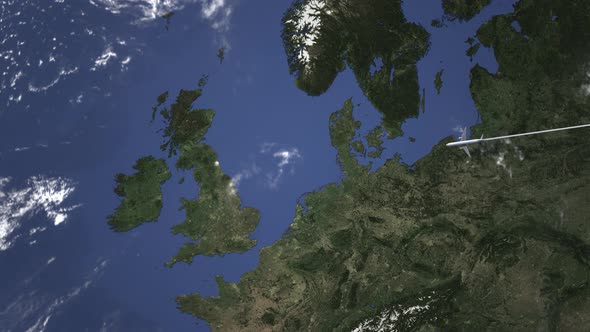 Route of a Commercial Plane Flying To Newcastle United Kingdom alt