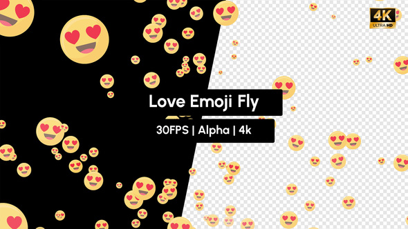 Love Emoji Fly Animation with Alpha