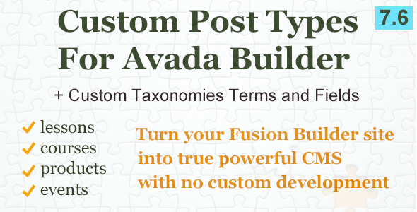 Custom post types, taxonomies and fields for avada builder
