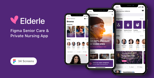 Elderle - Figma Senior Care & Private Nursing App