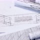 Background with architectural drawings. Sheets with sketches of bench. - VideoHive Item for Sale