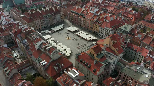 Aerial View of the Old Town in Warsaw Poland