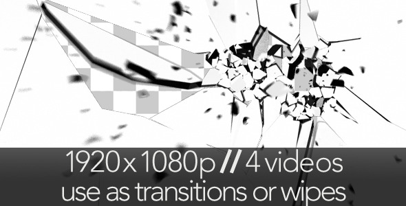 Glass Screen Breaking - 4 Transitions & Wipes