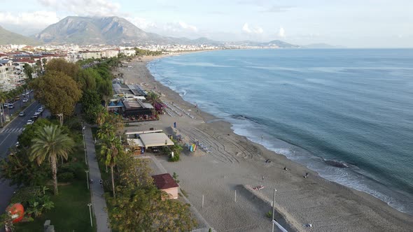 Aerial View Alanya Turkey  Resort Town Seashore