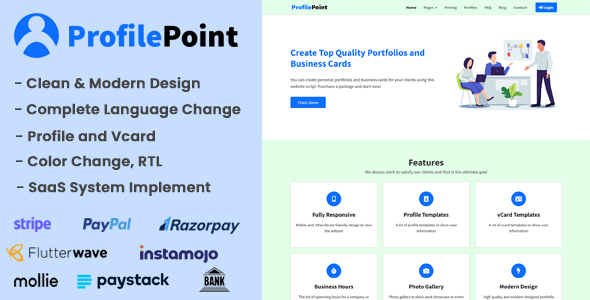 ProfilePoint - SAAS MultiUser Digital Business Card, Resume and Portfolio Builder