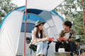 Happy couple camping life at park - PhotoDune Item for Sale