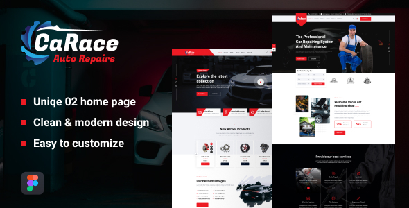 CaRace - Auto Repair Store Figma Template