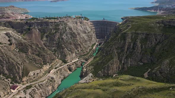 Chirkeyskaya Hydroelectric Power Station on the Sulak River in Dagestan