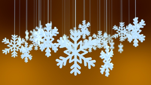 3D Snowflake On Golden Background
