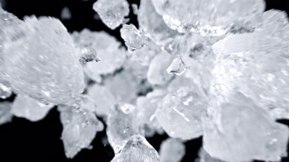 Super Slow Motion Shot of Crushed Ice Flying Towards Camera at 1000Fps