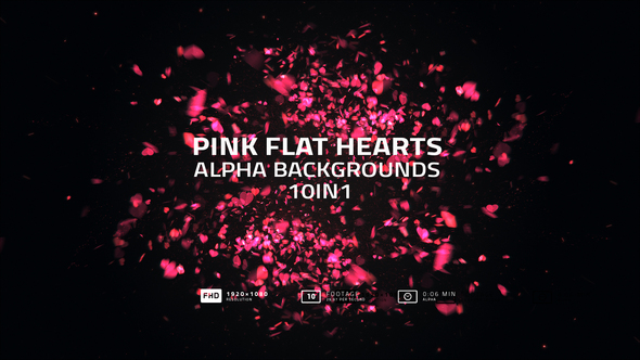 Pink Flat Hearts Alpha Backgrounds 10in1