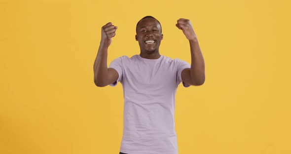 Happy Black Guy Shouting YES, Celebrating Victory