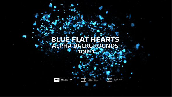 Blue Flat Hearts Alpha Backgrounds 10in1