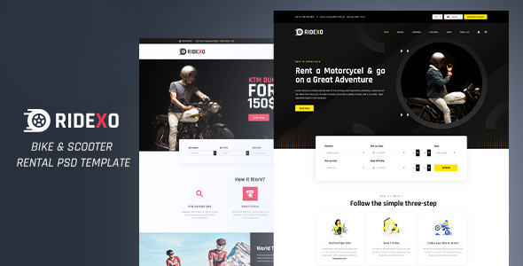 Ridexo - Bike & Scooter Rental PSD Template