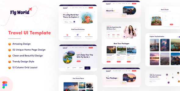 Fly World - Travel Website Figma Kit