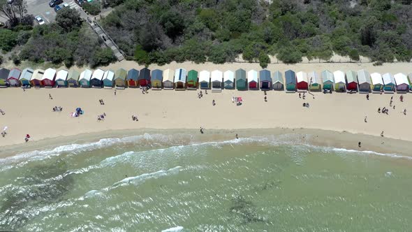 Bird's Eye View of the Dendy Street Beach Huts in Brighton Melbourne