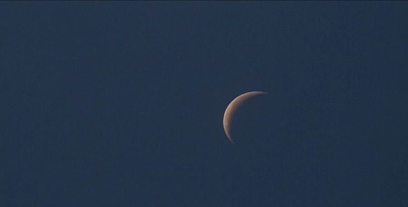 Crescent Moon Blue Sky At Dawn