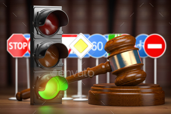 ts and traffic signs. 3d illustration