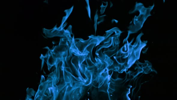 Blue Fire Flames in Super Slow Motion Shooted with High Speed Cinema Camera at 1000Fps