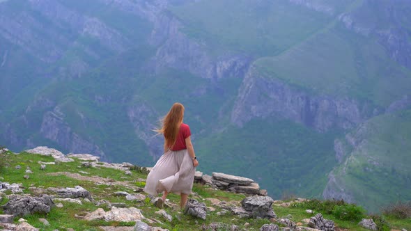 A Young Woman Observes Beautiful Canyon of the Cijevna River on a Way to the Grlo Sokolovo a Famous