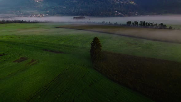 Drone Over Ethereal Misty Landscape Of Zell Am See