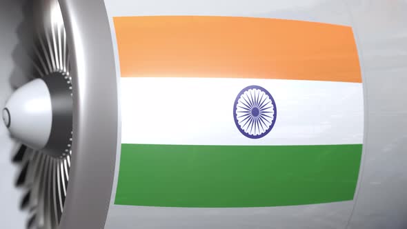 Airplane Engine with Flag of India