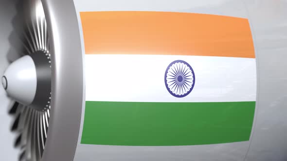 Airplane Engine with Flag of India alt