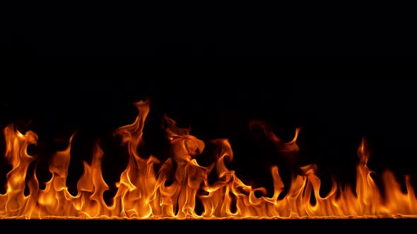 Fire Line in Super Slow Motion Isoélated on Black Shooting with High Speed Cinema Camera in