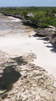 Tanzania  Vertical Video of the Ocean Near the Coast of Zanzibar Slow Motion