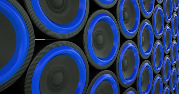 hi-fi stereo speakers dance beat music Red blue loop background 4k