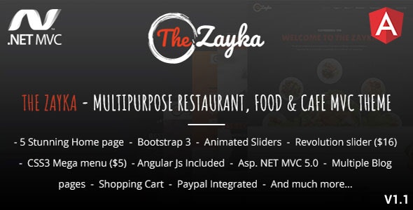 The Zayka – Multipurpose Restaurant, Food & Cafe MVC Theme