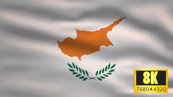 8K Cyprus  Windy Flag Background