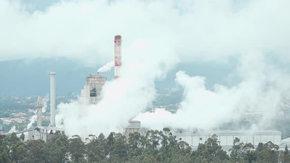 Factory Smoke Pollution Timelapse 02 4K