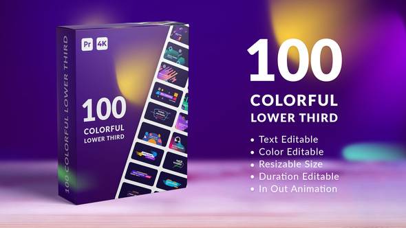 100 Colorful Lower Third | Premiere Pro MOGRT