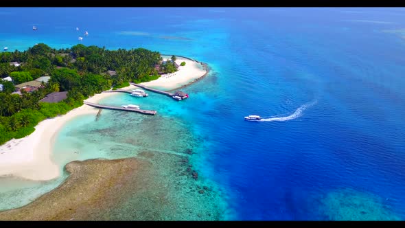 Aerial top view scenery of paradise bay beach time by blue sea with white sand background of a daytr