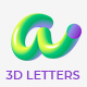 3D Vector Alphabet with Rounded Shapes. Matte Liquid Green and Purple Colors. Tube Letters. ABC for - GraphicRiver Item for Sale