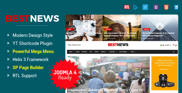 BestNews - Ultimate Drag & Drop News & Magazine Joomla Template