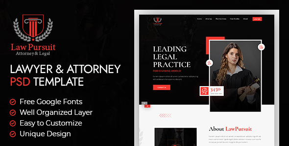 LawPursuit – Lawyer & Attorney PSD Template – 0 Sold!