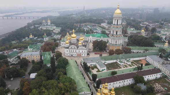 Kyiv, Ukraine Aerial View in Autumn : Kyiv-Pechersk Lavra. Kiev