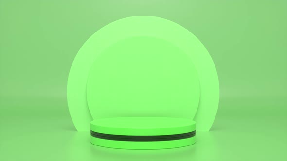 Green podium with a bright glowing blinking neon circle