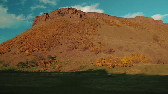 Panoramic view of the Holyrood Park and Arthurs Seat in Edinburgh, Scotland, UK